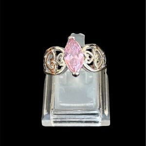Elegant Silver and Pink Gemstone Ring